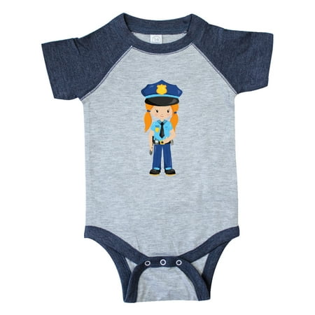 

Inktastic Cute Girl Police Girl Orange Hair Police Uniform Gift Baby Girl Bodysuit