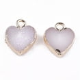 thumbnail image 2 of U8MO 5pcs Electroplate Druzy Resin Heart Pendants Mini Charms DIY Crafting 15x12mm-LavenderBlush, 2 of 2