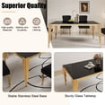 thumbnail image 5 of 5-Piece 65" Glass Dining Table Set for 4, Tempered Glass Top with Flute-Inspired Mirrored Stainless Steel Legs, 4 Button-Tufted Velvet Chairs with Stainless Steel Legs, 5 of 7