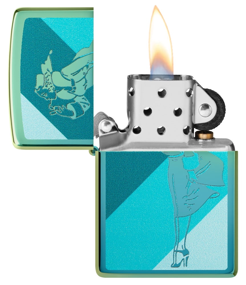 Zippo Windy Design High Polish Teal Pocket Lighter