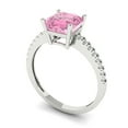 thumbnail image 2 of 2.7 ct Cushion Cut Simulated Pink Diamond Solitaire with Accents Engagement Ring for Women in 18K White Gold, 2 of 5
