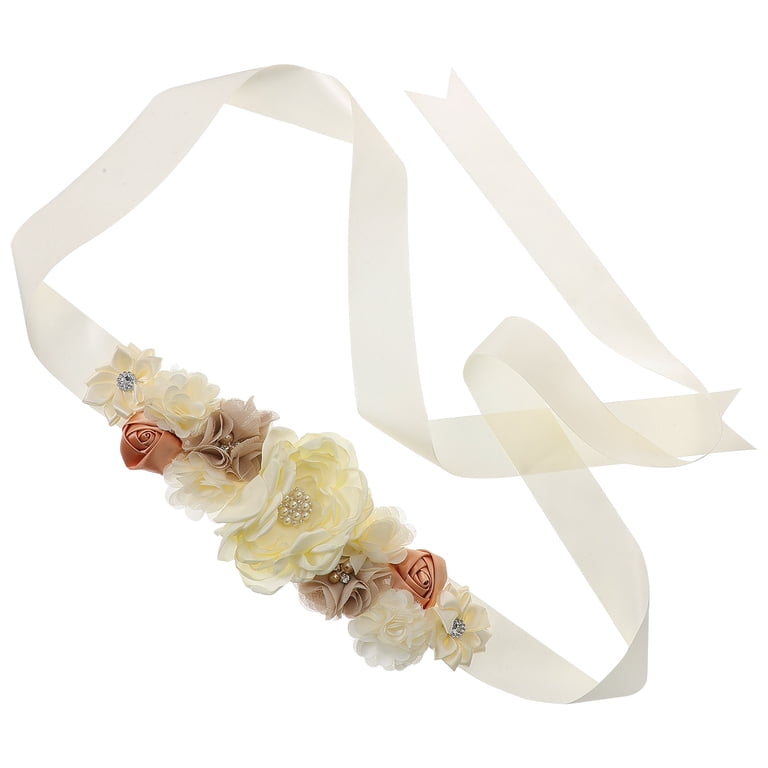 2Pcs Floral Bridal Maternity Sash Belt Ribbon Belly Band For  display picture 3