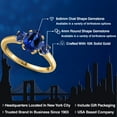 thumbnail image 2 of Gem Stone King 10K Yellow Gold Blue Created Sapphire Engagement Ring for Women | 2.10 Cttw | Oval 8X6MM | Gemstone September Birthstone | Size 7, 2 of 6