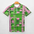 thumbnail image 3 of Plaid Pink & Green Men Zipper T-shirt Summer Casual Short Sleeve T-shirt Top, 3 of 7