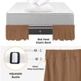 thumbnail image 5 of Chocolate Brown Bed Skirt Queen Size 16 Inch Drop, Brown Solid Background Autumnal Rustic Country Adjustable Elastic Dust Ruffles Bedskirt for Queen Bed Wrap Around Pleated Mattress Frame Cover, 5 of 9