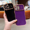 thumbnail image 3 of Designed For iPhone 11 Phone Case,Cute Curly Wave Frame with Luxury Plating Love Heart Pattern For Women Girls,Soft TPU Shockproof Raised Lens Protection Phone Case,Darkpurple, 3 of 8