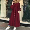 thumbnail image 2 of 50% off Clear! safuny Women's Tea Length Shirt Dress with Pocket Solid Fashion Autumn Dress Holiday Long Sleeve Retro Winter Turndown Collar Elegant Leisure Fit Red M, 2 of 4