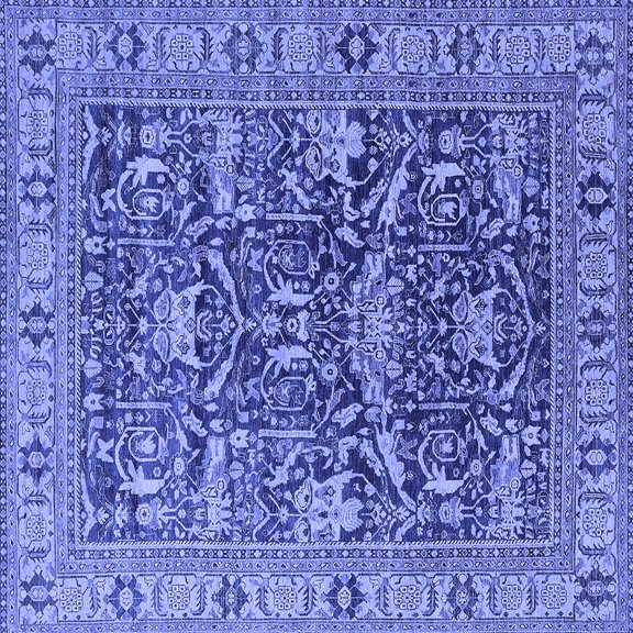 Ahgly Company Indoor Square Oriental Blue Traditional Area Rugs, 3' Square