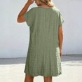thumbnail image 4 of Smsaxvxz Summer Plus Size Dresses for Women 2026 Short Sleeve V Neck T-Shirt Dress Casual Solid Loose Flowy Midi Sundress Army Green 3XL, 4 of 6