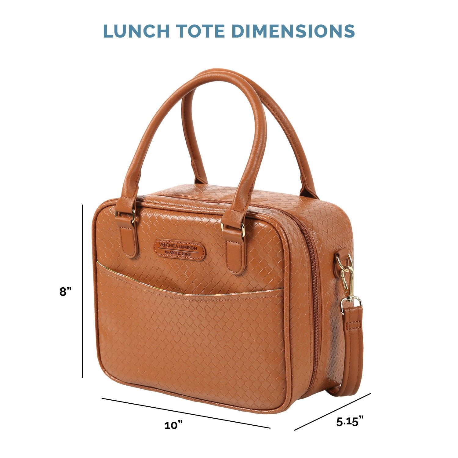 Arctic Zone Veronica Jamison Hampton Faux Leather Lunch Tote Lunch Bag w/Food Storage & Ice Pack, Brown Woven
