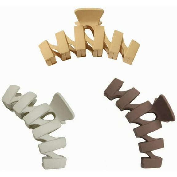 3Pcs Hair Catch Clips Big Hair Claw Clips Jaw Hair Clamps Nonslip Hair Claws Hair Jaw Clamps for Women Girls(Brown Khaki Green)