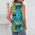 thumbnail image 5 of Avrnliq Womens Tropical Leaf Print Sleeveless Blouse Collared Button-Down Stretch Summer Resort Wear S-XXXL,Size 3XL, 5 of 6