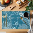 thumbnail image 2 of Blue Coastal Placemats Set of 6, Starfish Coral Summer Beach Ocean Placemats for Dining Table, Place Mats for Kitchen Tabletop, Waterproof Wipeable Dining Table Mats Set, 2 of 9