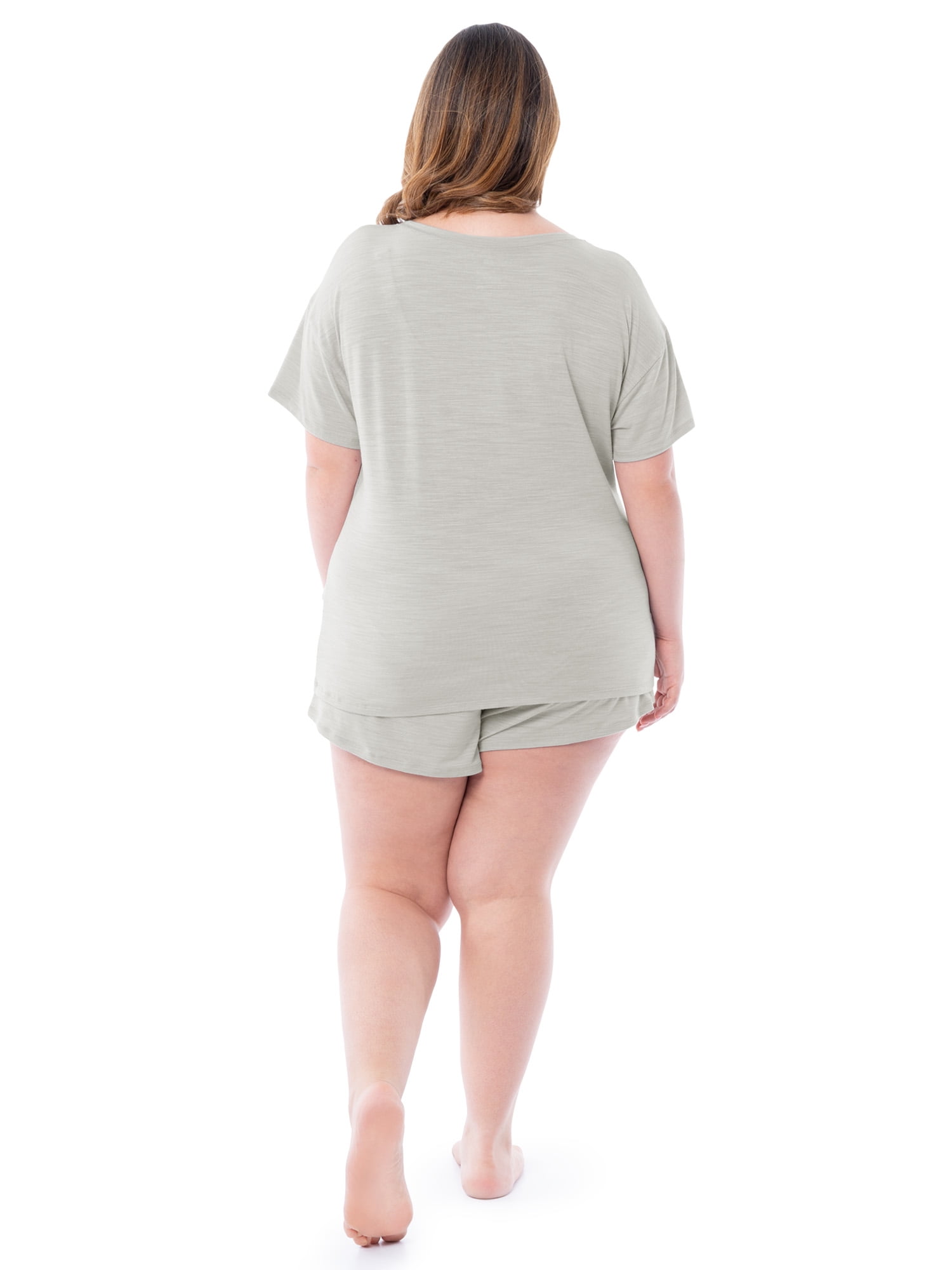 Fruit of the Loom Women's Soft and Breathable Short Sleeve Crew Top & Pajama Short Set, Sizes S-4X