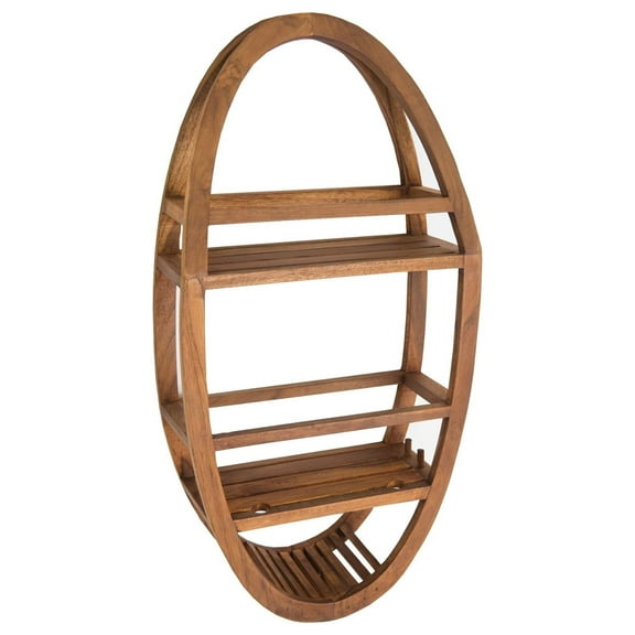 YfulYde Patented Moa Oval Teak Shower Organizer