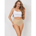 thumbnail image 4 of Women No Show High Waisted Panties Tagless Wave Edge Full Coverage Ladies Briefs Khaki M, 4 of 8