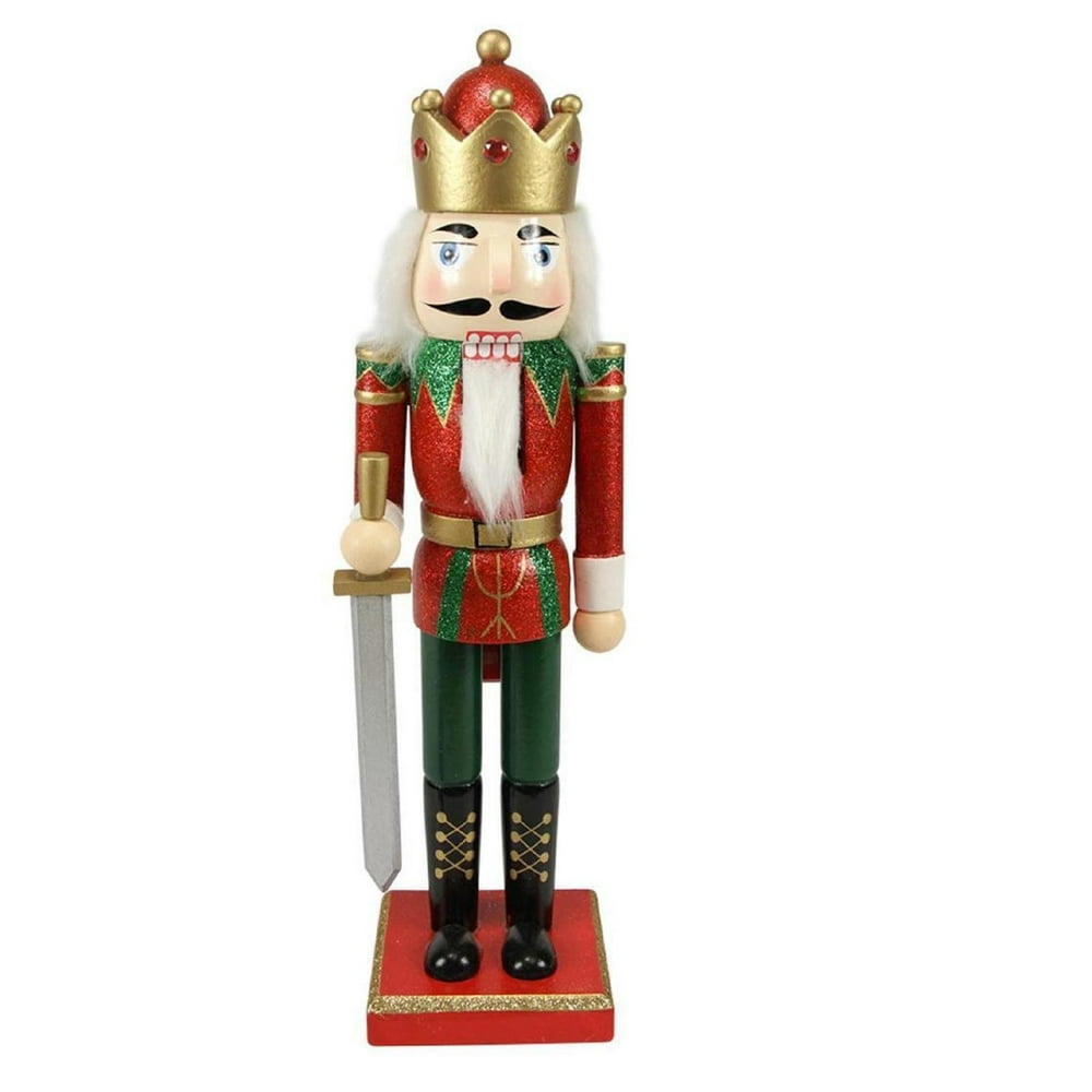 14" Red Glittered Nutcracker King with Sword Christmas Tabletop