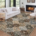 thumbnail image 3 of Garvee 5'x7' Vintage Distressed Area Rug Geometric Carpet with Non Slip Backing, Machine Washable Rug Stain Resistant Indoor Rug for Living Room Bedroom Home Office, Brown, 3 of 8