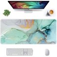 thumbnail image 1 of Extended Mouse Pad, XXL Gaming Mouse Pads, Large Big Mousepad Laptop Computer Keyboard Mat Desk Pad with Non-Slip Base Stitched Edge for Gaming Office, 35.5 x 15.7 inch, Green Marble, 1 of 6