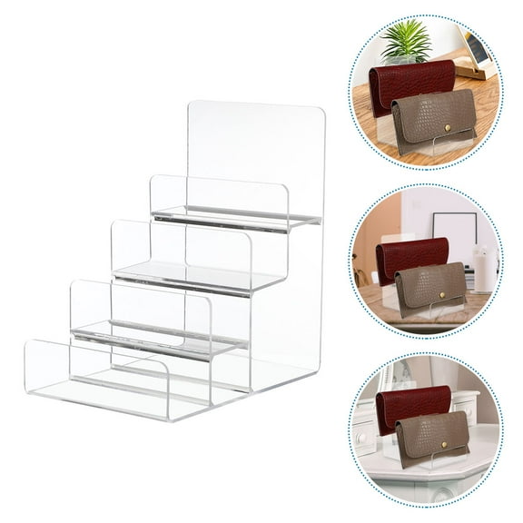 LEXSOMEO Clear Acrylic Multi-Tier Display Stand Acrylic Riser Display Shelf Acrylic Wallet Display Organizer