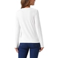thumbnail image 3 of INSPIRAR CHIC Blusas Casuales para Mujeres con Encaje Cuello Redondo de Manga Larga Camiseta Sólida Ropa de Primavera M Blanca, 3 of 6