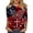 #0169-Red, variant on Uootdi Patriotic Tees for Women USA Flag Floral Print 3/4 Sleeve Top Soft Breathable Independence Day Outfits Gift