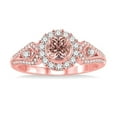 thumbnail image 2 of 1.50 Carat Round cut Morganite and Diamond Halo Engagement Ring in 14k Rose Gold affordable morganite & diamond engagement ring, 2 of 3