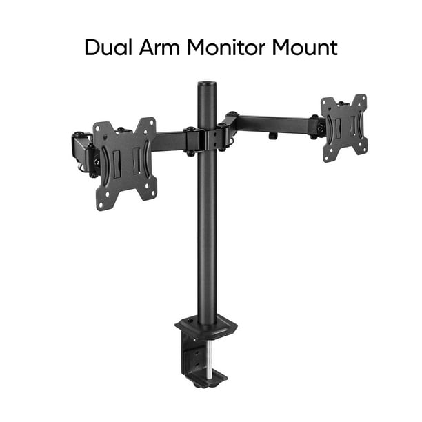 Onn Full Motion Dual Monitor Desk, Dual Wall Mount Monitor Arm