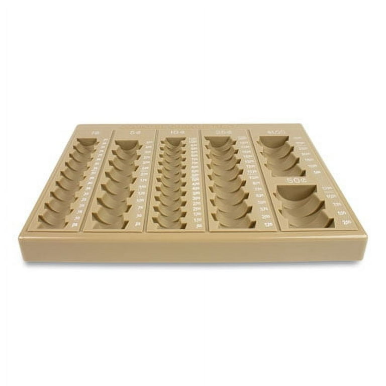 Plastic Coin Tray, 6 Compartments, Stackable, 7.75 x 10 x 1.5, Tan Plastic Coin Tray, 6 Compartments, Stackable, 7.75 x 10 x 1.5, Tan