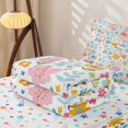 thumbnail image 5 of Homewish Pastel Ditsy Floral Zipper Twin Comforter Sets with Fitted Sheet and 2 Pillowcases For Girls,Pink Blue Yellow Cute Zipper Bedding Set,Colorful Stars Reversible,4 Pieces, 5 of 7