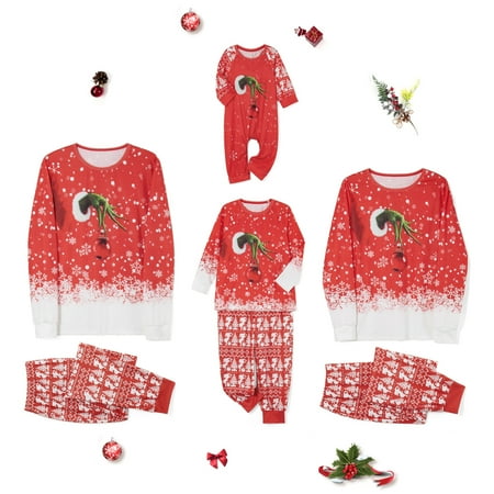 

Thaisu Matching Family Pajamas Sets Christmas Pjs Print Top and Pants Jammies Sleepwear