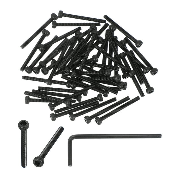Tornillos de cabeza hexagonal Uxcell M3 x 30mm, 50 unidades de grado 12.9 con llave, negro