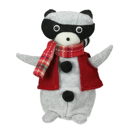 Roman 7" Animated Gray and Flannel Raccoon Tabletop Christmas Decoration