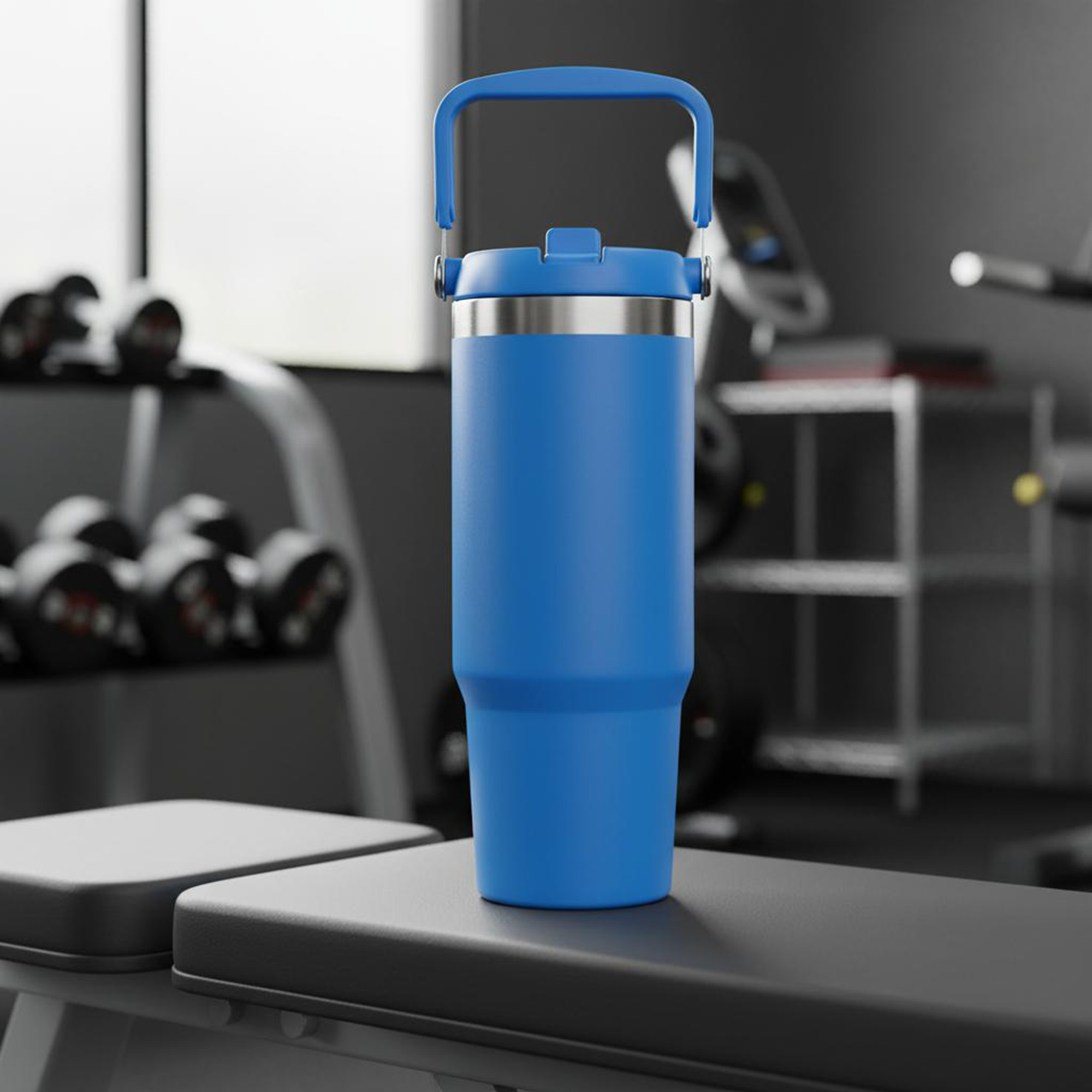 Termo giratorio de acero inoxidable aislado de 30 oz, azul eléctrico 5