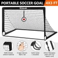 thumbnail image 2 of Portería de fútbol KJSUE para niños, set para patio trasero, 2 piezas, 120 x 90 cm, con accesorios, 2 of 9
