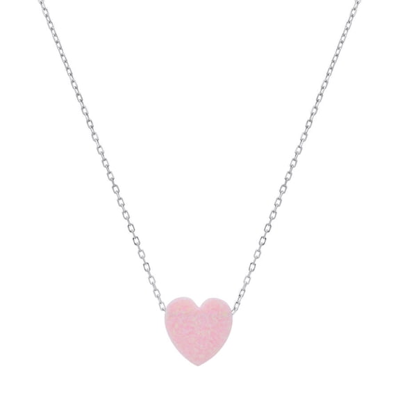 Kylie Harper Sterling Silver Pink Opal Heart Necklace