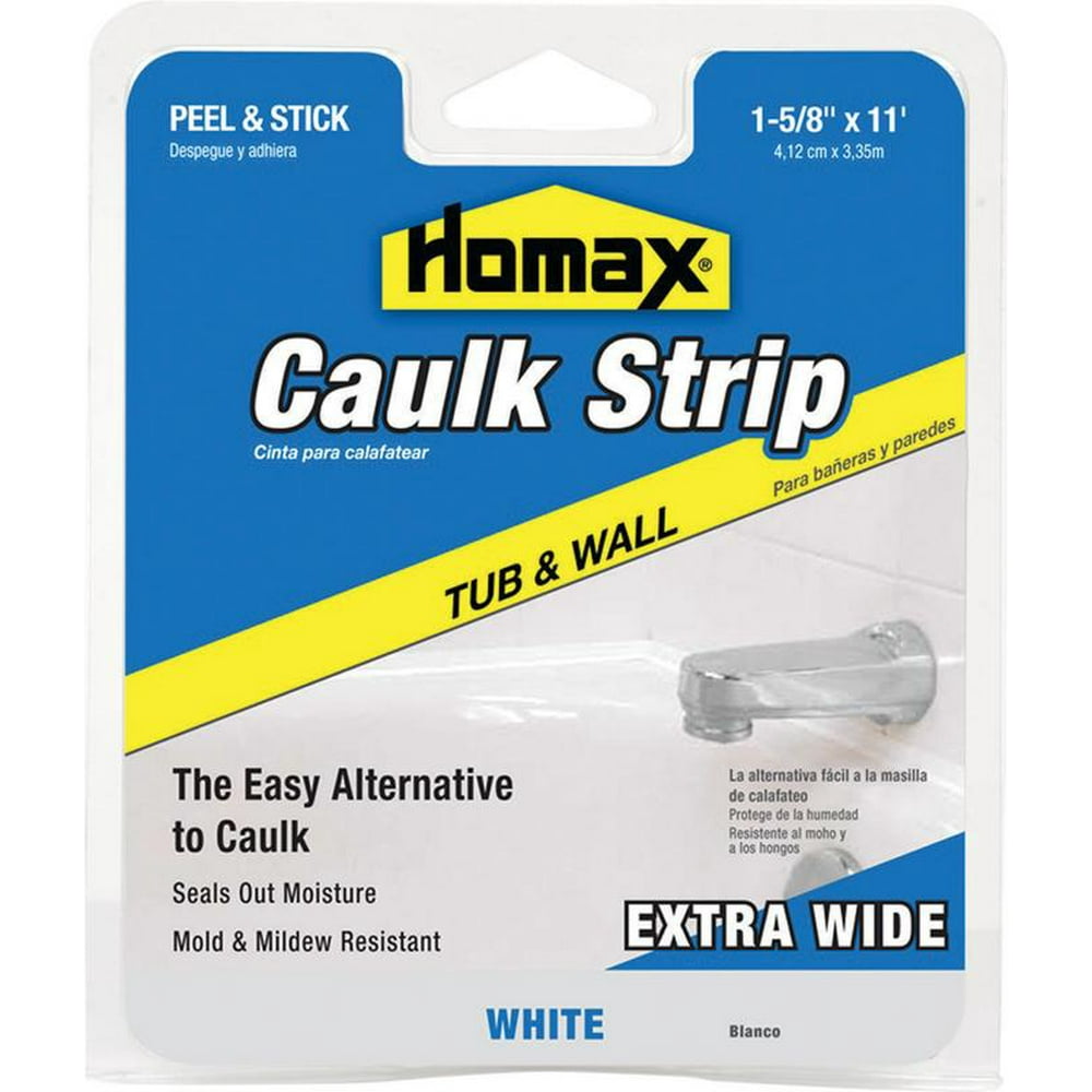 HOMAX 34040 11/8" x 132" White Butyl Caulk Strip, Tub and Wall, White