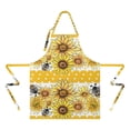 thumbnail image 2 of Yellow Dot Sunflower Bee Pattern Apron-Garden Aprons for Women with Pockets-Cotton Linen Waterproof Kitchen Cooking Gardening Aprons Adjustable for Kitchen,Cooking,BBQ and Salon 33x27 Inch, 2 of 7