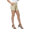 thumbnail image 2 of HDE Chino Shorts for Women, Elastic High Waisted Casual Shorts, Khaki XL, 2 of 6