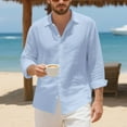 thumbnail image 2 of Mens Shirts Mens Summer Linen T Shirts Casual Button Down Shirts Long Sleeve Collared Tees, 2 of 8