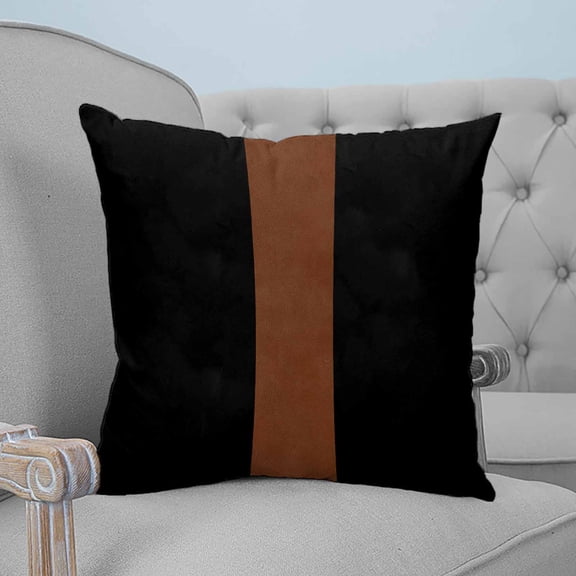 Black Brown Throw Pillow Covers, Soft Pillowcases with Invisible Zipper, Contemporary Boho Modern Art Decorative Square Pillow Cushion Covers for Living Room Couch Sofa Bed 20x20 Inches