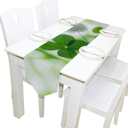 

SKYSONIC Rectangle Four-Leaf Clover in Shade Printed Table Runner 13x90in for Wedding Birthday Holiday