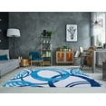 thumbnail image 2 of Ladole Rugs Vincenza Collection European Rings Design Geometric Soft Runner Rug Carpet in Blue White, 3x5 (2'7" x 4'11", 80cm x 150cm), 2 of 4