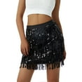 thumbnail image 4 of Jupe à Sequins pour Femmes avec Frange Scintillante Foulard Aguichant Boho Ventre à Franges pour Danse Fête Rave, 4 of 6