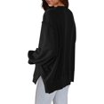 thumbnail image 4 of Sweats pour Femmes Col Rond Chute Légère Couleur Unie 2023 Mode Chaud Coupe Oversize Pulls, 4 of 4