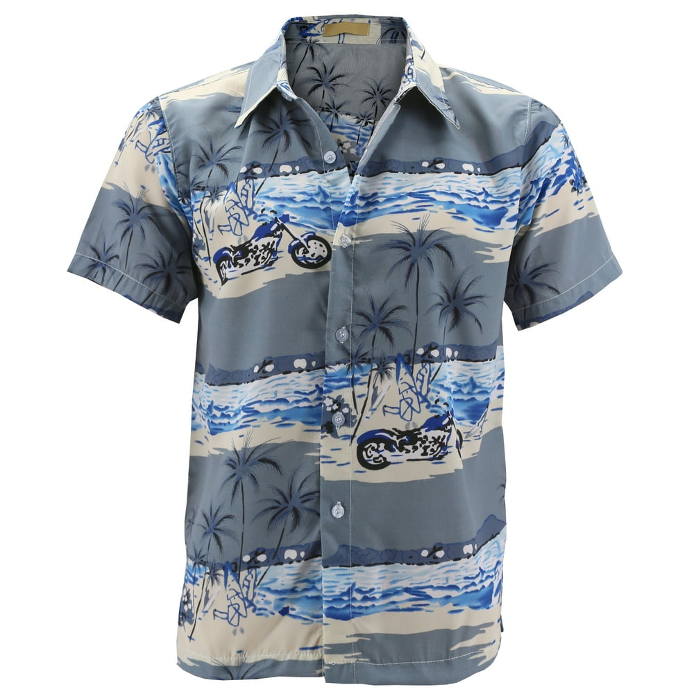 VKWEAR - Men's Hawaiian Tropical Luau Aloha Beach Party Button Up ...