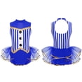 thumbnail image 5 of HULIJA Kids Girls Sequin Lace Trim Jazz Latin Dance Costume Ballet Dance Leotard with Tutu Skirt Royal Blue 6, 5 of 6