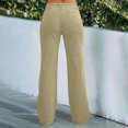 thumbnail image 3 of Business Casual Pants for Women, Audhol Pants for Women Wide Leg Flare Pants for Women Double Button Mid Waist Pants Trendy Fashion Casual Pants Casual Pants Women Khaki L, 3 of 6