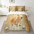 thumbnail image 2 of Capybara Comforter Set 7 Piece Bed in a Bag Twin,Brown Sequin Fluid Art Bedding Set,Crystal Diamond Comforter and Sheet Set Nautical Sea Animal Bed Set,Coastal Creature Cute Room Decor, 2 of 5