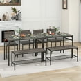 thumbnail image 3 of Giantex Space-saving Dining Table Set for 4, Industrial Rectangular Table w/ 2 Chairs, 1 Bench, Storage Racks, 3 of 10